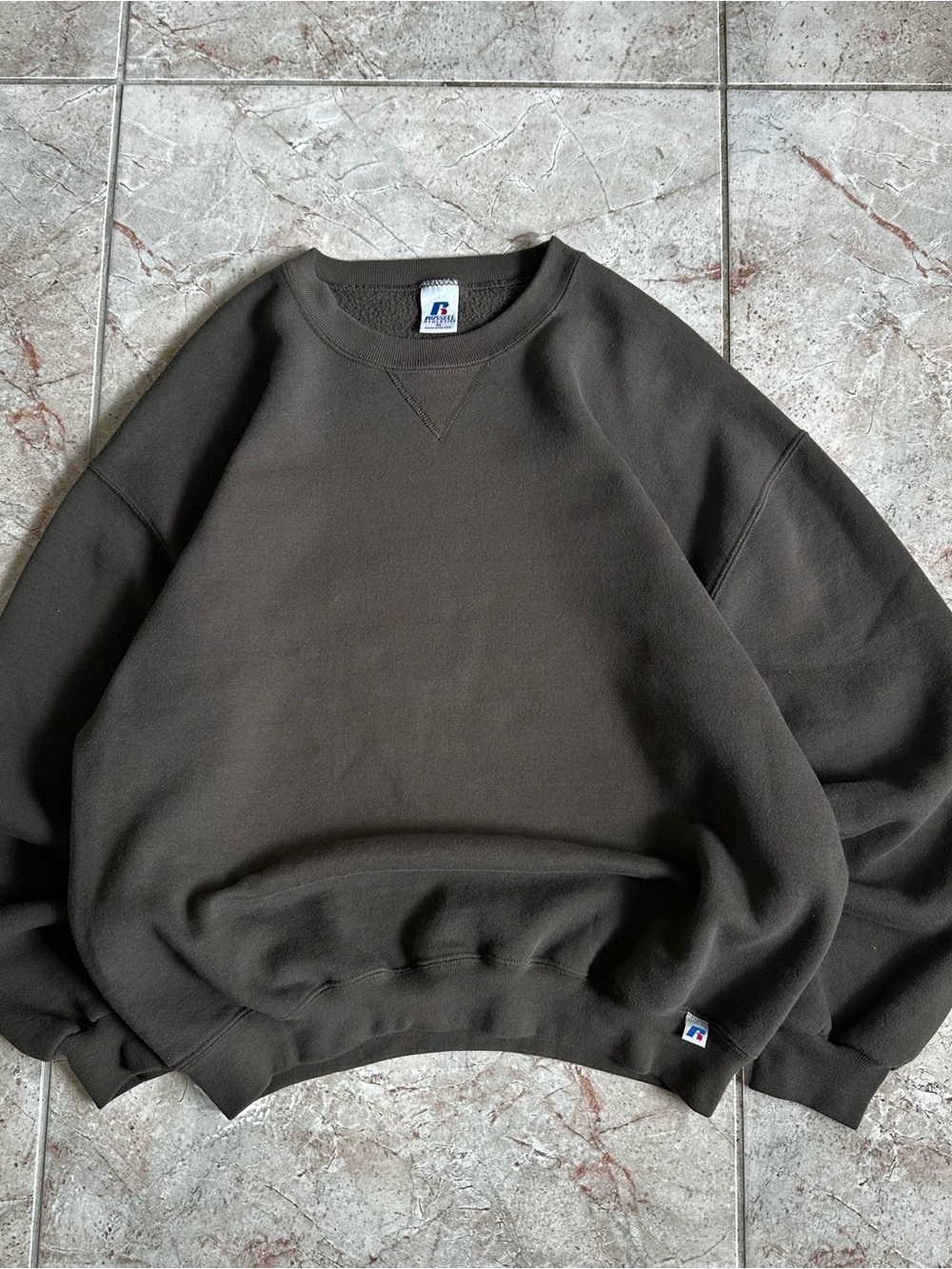 Vintage Russell Athletic Brown Blank Crewneck XL